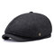 Mens Winter Thicken Warm Wool Beret Cap Outdoor Casual Solid Forward Octagonal Hat - Grey