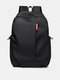 Men Nylon Casual Large Capacity Wear-Resistant Solid Color Backpack - Black