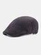 Men Cotton Embroidery Chinese Style Pattern Adjustable Flat Hat Forward Hat Beret Hat - Gray