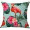 Flamingo Linen Throw Pillow Cover Pattern Watercolour Green Tropical Leaves Monstera Leaf Palm Aloha - #9