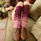 Women's Compression Socks Cashmere Gradien Warm Knitted Leggings Set Long Socks - Rose Red