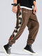 Pantalon à taille élastique pour hommes, croquis imprimés tribaux latéraux, lettre cheville Longueur - Kaki