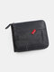 Men Artificial Leather Vintage Large Capacity Wallet Zipper Design Tri-fold Wallet - Black