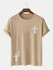Mens Cross Print Crew Neck Casual Short Sleeve T-Shirts Winter - Khaki