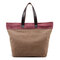 Women Canvas Hitcolor Tote Bag Casual Handbag Shoulder Bag - Coffee