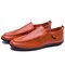Men Low Top Pure Color Comfy Soft Sole Slip On Casual Loafers - Orange