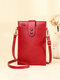 Women Vintage Multi-pocket  PU leather Clutch Bag Card Bag Phone Bag Crossbody Bag - Red