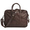 Genuine Leather Business Laptop Bag Briefcase Crossbody Bag - Coffee