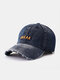 Unisex Denim Made-old Letters Pattern Fashion Outdoor Sunshade Baseball Hat - #04