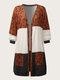 Кардиган с карманами в стиле пэчворк с леопардовым принтом больших размеров - коричневый