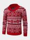 Mens Knit Geometric Pattern Lapel Button Design Street Pullover Sweaters - Red