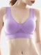 Women Plus Size Wireless Sports Bra Breathable Plain Shockproof Comfy For Yoga Running - Purple