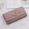 Women Faux Leather Solid Multi-function Long Wallet 12 Card Slots Phone Clutch Bags - Pink