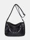 Women Soft PU Leather Anti-theft Vintage Crossbody Bag Shoulder Bag - Black