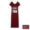 Modal Long Skirt Letter Round Neck Short Sleeve Thin Section Slim Slimming Dress - Red wine