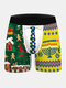 Funny Print Multi-Color Mens Underwear Comfortable Christmas Boxer Briefs - Red
