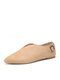 Women Retro Pointed Toe Synthetic Suede Front V-Cut Comfy Slip On Casual Flat Shoes - Apricot