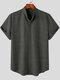 Mens Solid Stand Collar Chest Pocket Short Sleeve Shirt - Gray