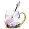 Цветочная эмаль, стеклянная чашка, кофейная кружка, изысканный подарок, бабочка, Шаблон, стеклянная кружка, Чай, с ложкой  - #3