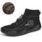 Men Handmade Slip Resistant Soft Warm Plush Lining Ankle Boots - Black