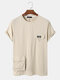 Mens Chain Design Flap Pocket Daily Short Sleeve T-Shirts - Apricot