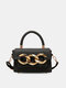 Women Faux Leather Fashion Solid Color Chain Rivet Handbag Crossbody Bag - Black