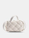 Women Faux Leather Brief Weave Lattice Pattern Crossbody Bag Handbag - White