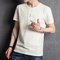 New Season Men's Short-sleeved T-shirt Round Neck Slim Men's T-shirt Simple Solid Color Trend Male Stitching - White