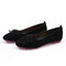 Bowknot V Shape Slip On Casual Flat Loafers - Black