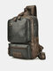 Men Artificial Leather Vintage Large Capacity Crossbody Bag Large Capacity Durable Sling Bag - Black