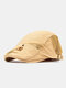 Collrown Men Mesh Breathable Casual Outdoor Sunshade Forward Hat Flat Hat Beret - Khaki