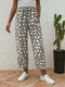 Polka Dot Printed Elastische Taille Casual Plus Größe Hose - Grau