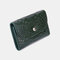 Women Genuine Leather Lychee Pattern Coin Purse Card Case Multifunctional Wallet - Green