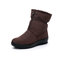 Women Winter Warm Waterproof Plush Lining Zipper Mid Calf Non Slip Flat Boots - Brown