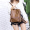 Women Anti theft Faux Leather Large Capacity Backpack Multi-function Leisure Shoulder Bags - Coffee