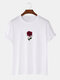 Mens Rose Graphics 100% Cotton Casual Short Sleeve T-Shirt - White