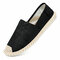 Men Casual Slip On Canvas Daily Casual Fisherman Flats - Black