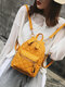 Women Dual Use Quilted Zipper Simple Mini Backpack - Yellow