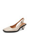 Women Vintage Elegant Dating Shoes Comfy Square Toe Slingback Heels - Beige