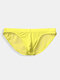Men Sexy Low Waist Brief Super Thin Ice Silk Transparent Seamless Underwear - Yellow