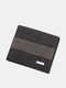 Men Vintage Faux Leather Multi-Slots Color Matching Short Wallet Purse - Black