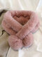 Women Faux Rabbit Fur Plush Solid Color Fur Ball Decoration Soft Warmth All-match Cross Scarf - Pink