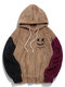 Sudaderas con capucha con cordón de felpa y retazos bordados con cara sonriente para hombre Invierno - Caqui
