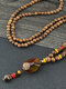 Vintage Ethnic Geometric-shape Pendant Beadeds Long Sweater Necklace Plastic Resin Wooden Necklaces - #04