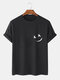 Mens 100% Cotton Grimace Print O-Neck Casual Short Sleeve T-Shirts - Black