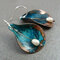 Vintage Geometric Pearl Earrings Metal Leaf Pendant Earrings Ethnic Jewelry - Blue