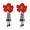 European American Elegant Flowers Tassel Earrings Colorful Ethnic Tassel Piercing Dangle Earrings - Red