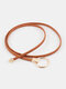 Women 110cm Faux Leather Casual Retro Fashion Woven Knotted Alloy Belts - Camel