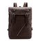 Faux Leather Large-capacity School Backpack Leisure Shoulder Bag For Men - Coffee