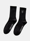 2 paires de chaussettes chaudes en tube moyen anti-dérapant en coton brodé pour femmes - #01